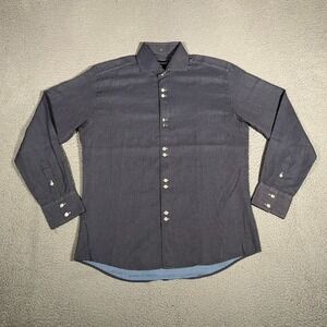 Bogosse Shirt Mens 4 Blue Polka Dot Button Up Casual Preppy 100% Cotton